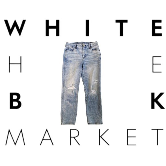 White House Black Market Distressed The Sculpt Straight Crop Jeans, Small #253 - Picture 1 of 13